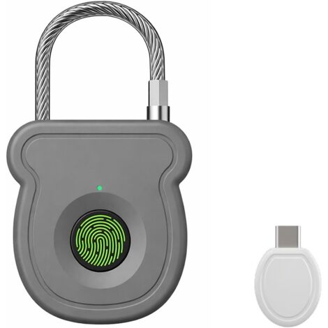 Esta cerradura inteligente con lector de huellas dactilares no requiere llave, tiene una batería de larga duración e incluye una llave de emergencia USB (gris).