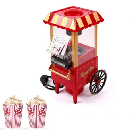 Esta máquina eléctrica para hacer palomitas de maíz tiene un diseño retro en color rojo y es ideal para fiestas y reuniones familiares.
