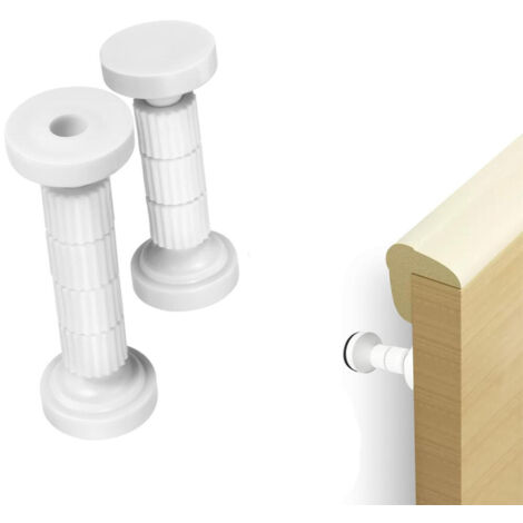 Estabilizador de cabecero ajustable, soporte telescópico amortiguador para pared, cama, armario, sofá (112-128 mm, blanco, juego de 2)