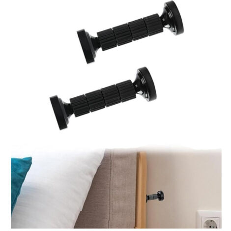 Estabilizador de cabecero ajustable, soporte telescópico amortiguador para pared, cama, armario, sofá (112-128 mm, negro, juego de 2)