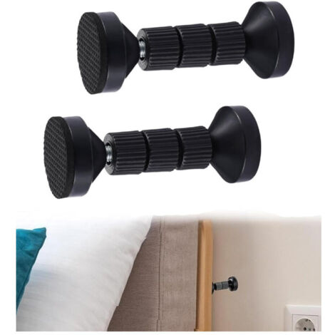 Estabilizador de cabecero ajustable, soporte telescópico amortiguador para pared, cama, armario, sofá (96-112 mm, negro, juego de 2)