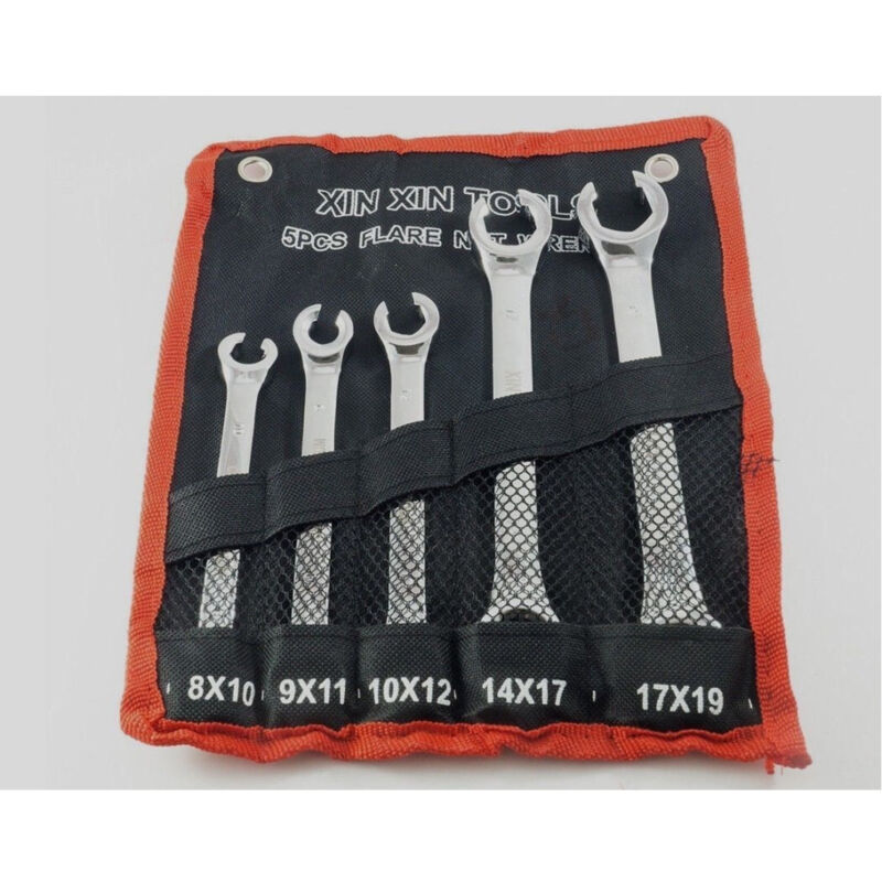 Trade Shop - Set 5 Chiavi Esagonali Aperte Raccordi Tubi Freni 8x10 9x11 10x12 14x17 17x19 -