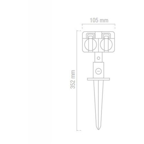 Estaca base schuko doble jardín matel IP44