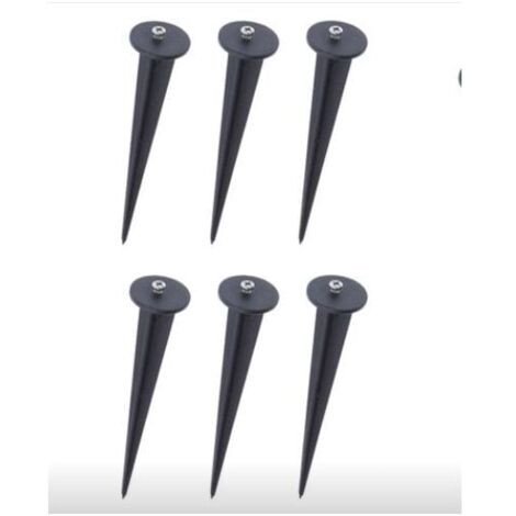 Estaca de jardín de plástico negro YMYNY - Portalámparas (paquete de 6), Ø35 x 160 mm