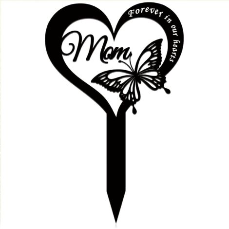 Estacas conmemorativas para cementerio, decoraciones de metal para la tumba de mamá, placa de condolencia, estaca de jardín, letreros conmemorativos para la tumba de mamá (mariposa)