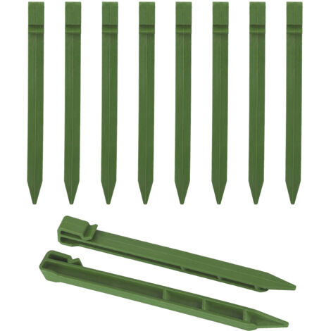 Estacas de jardín para delimitar y asegurar telas de jardín [material PP, 25 cm, negro, verde, marrón]. Paquete de 10 unidades.
