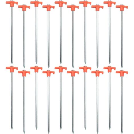 Estacas para acampar - Anclajes para el suelo - 20 piezas de metal para jardín, patio, césped, montaña, senderismo y trekking.