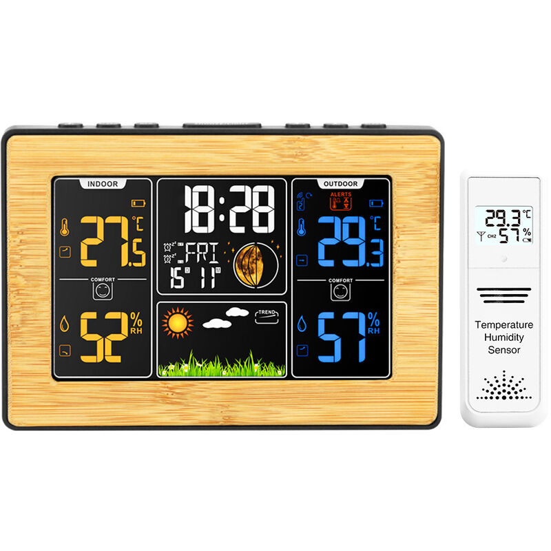 

Estación meteorológica inalámbrica con sensor Exterior Interior Exterior Termómetro Humedad Barómetro Reloj meteorológico Alarma Fase lunar