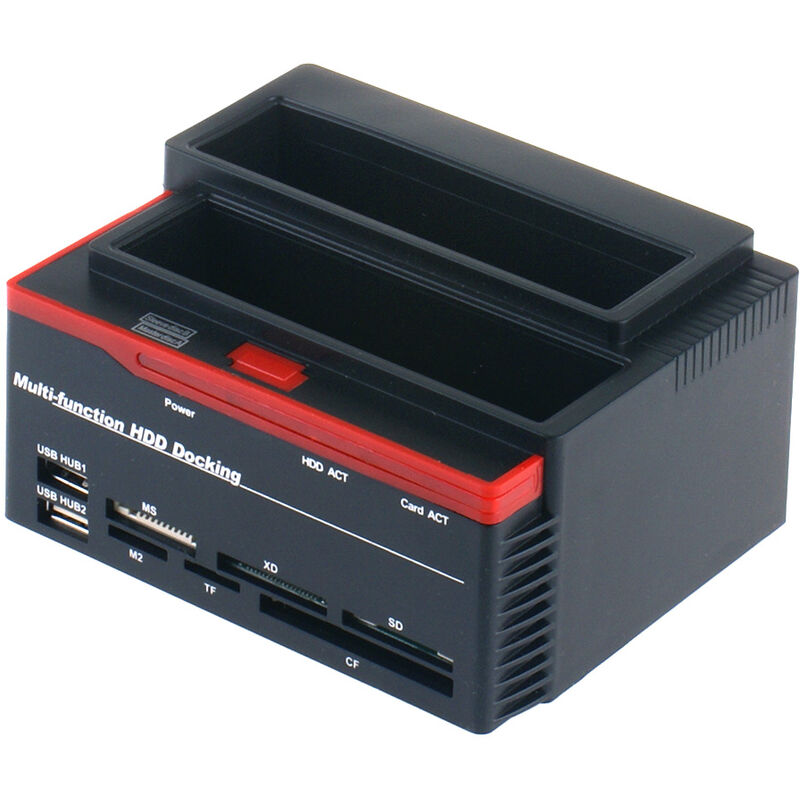 

Estacion de acoplamiento de disco duro USB 2.0 a SATA HDD externo con concentrador de 2 puertos, funcion de clonacion sin conexion para HDD de 2,5 y