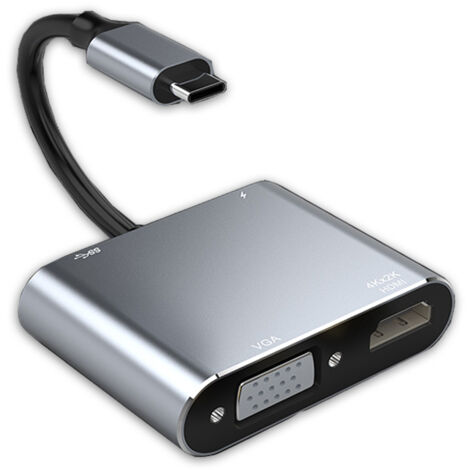 Estación de acoplamiento tipo C Convertidor de conmutación USB C a HDMI/VGA/USB 3.0/PD aplicable