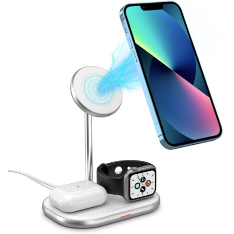 Estación de Carga inalámbrica mag Safe 15W Aluminio airpods iwatch Carga Ultra rápida Smart Phone inalámbrico inducción Soporte teléfono Android iPhone Samsung Google Pixel