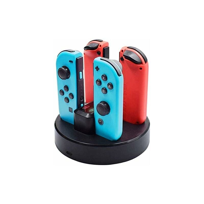 

Estación de carga para controladores Joy-Con de Nintendo Switch, estación de carga 4 en 1 con pantalla LED individual y cable de carga USB tipo C