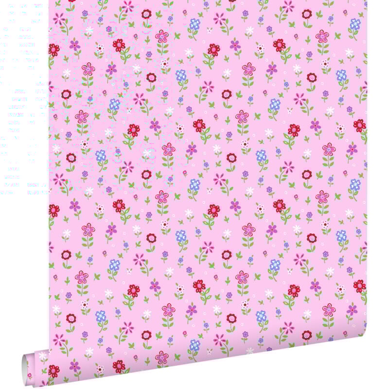 Papier peint fleurs rose Estahome