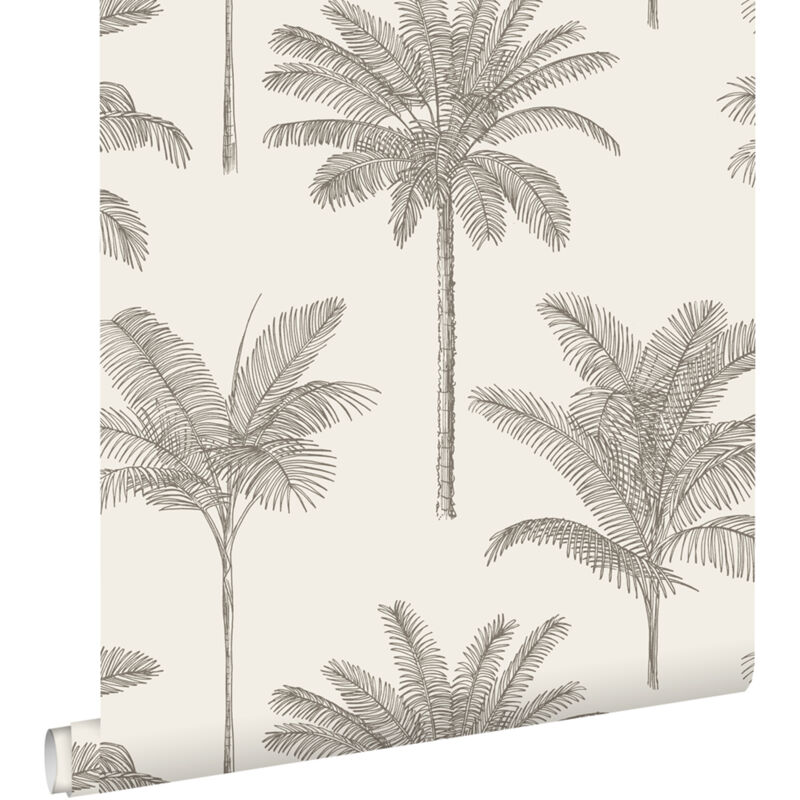 Estahome - papier peint palmiers beige clair