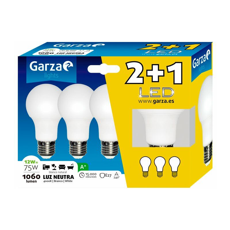 

Bombilla estándar LED E27 12W 1060lm 3uds. Garza Color de luz 4000K