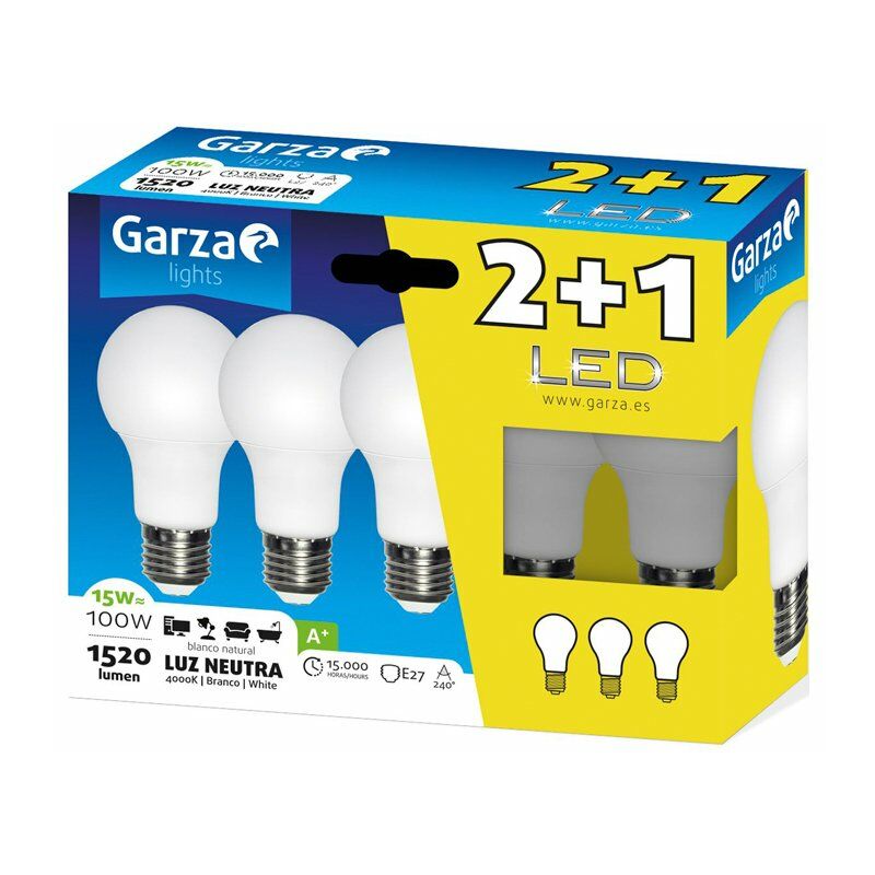 

Bombilla estándar LED E27 15W 1520lm 240º 3uds. Garza Color de luz 4000K