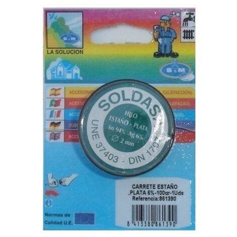 Estaño Soldar Plata 100Gr 6% S M