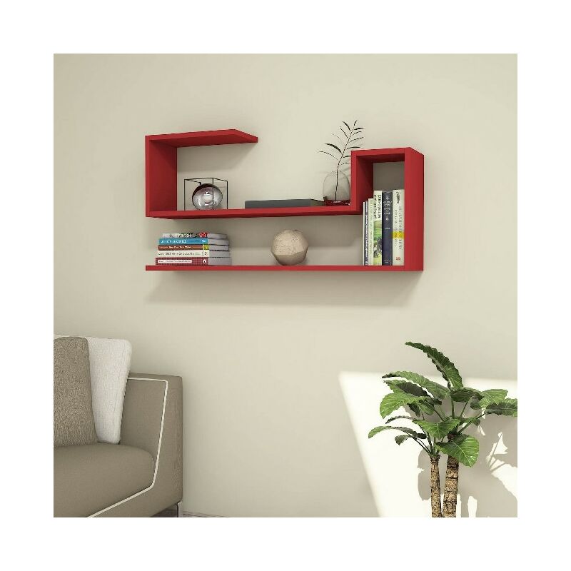 

Estante Airy - Flotante, de Pared, para Libros para Salon, Oficina - Rojo, in Aglomerado Melaminico, PVC, 100x22x50 cm