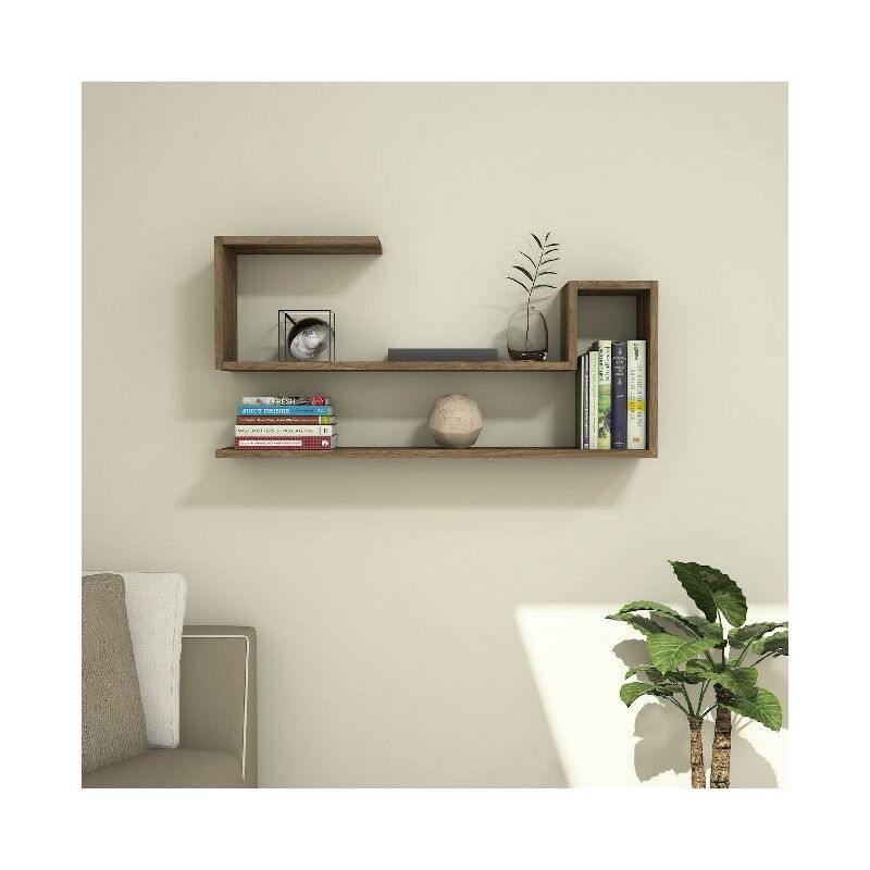 

Estante Airy - Flotante, de Pared, para Libros para Salon, Oficina - Nogal, in Aglomerado Melaminico, PVC, 100x22x50 cm