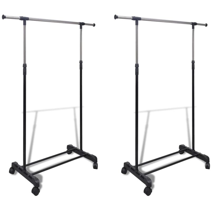 

Vidaxl - Perchero Ajustable para Ropa 4 Ruedas 1 Barra 2 Unidades - Negro