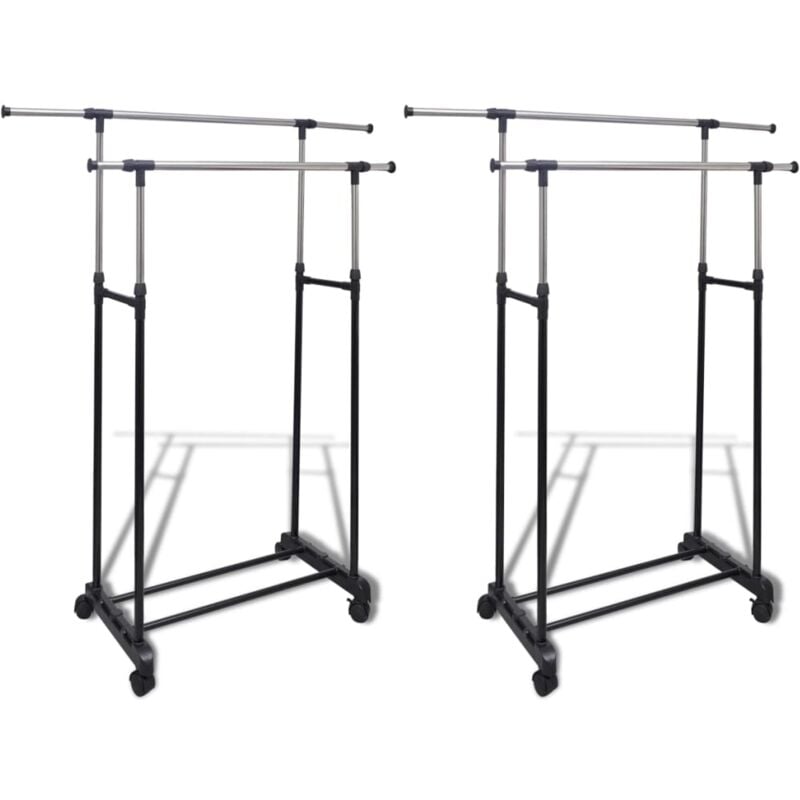 

Vidaxl - Perchero Ajustable para Ropa 4 Ruedas 2 Barras 2 Unidades - Negro