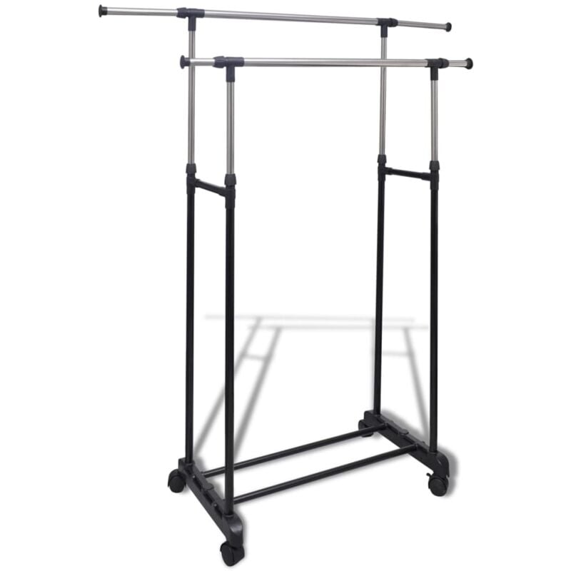 

Vidaxl - Perchero Ajustable para Ropa 4 Ruedas 2 Barras - Negro