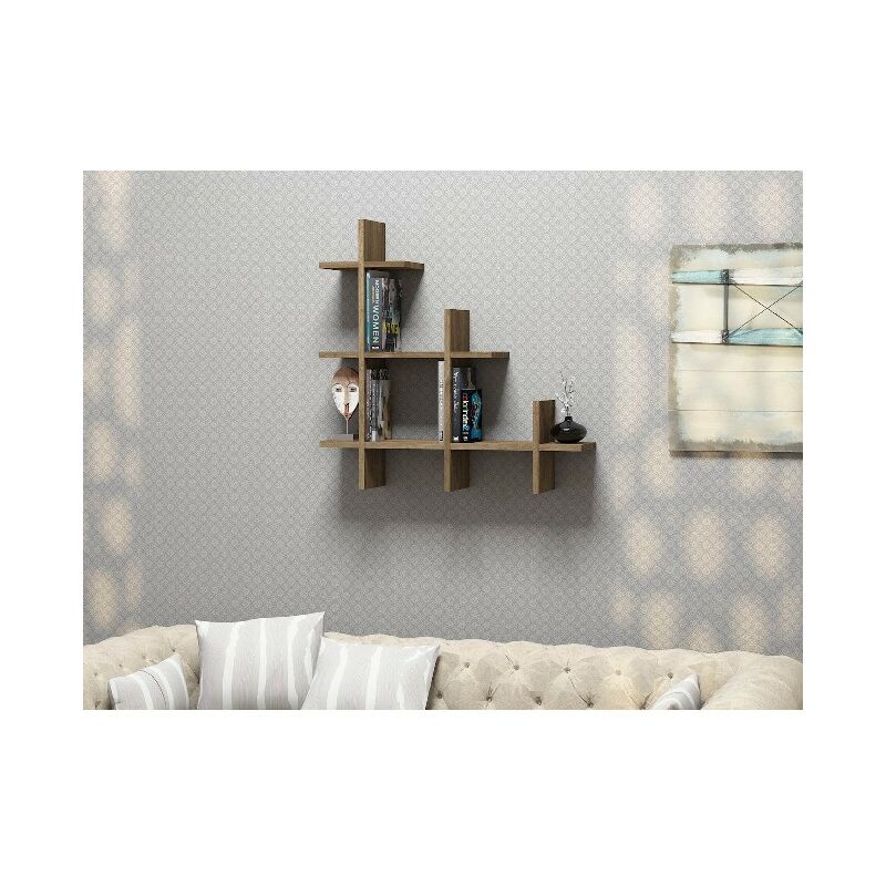 

Estante Alaska Flotante, de Pared, para Libros - para Salon, Oficina - Nogal en Madera, 80 x 18 x 80 cm