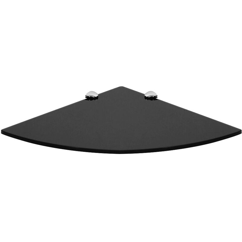 

Estante de esquina de cristal Estante de pared Soporte Negro 25x25CM Estante de baño estante flotante estante de rincón esquinero de cristal