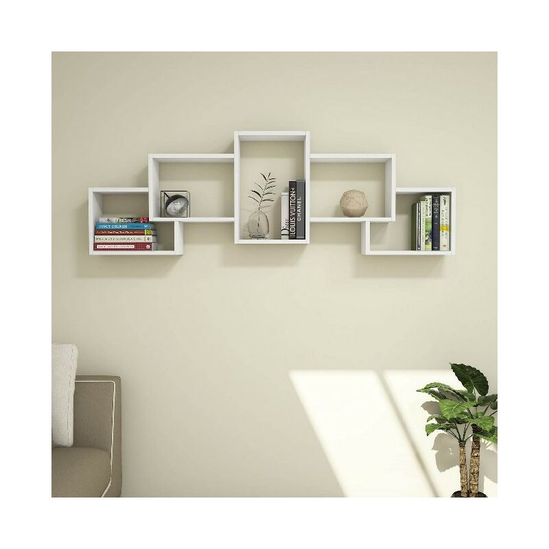 

Estante Berril - Flotante, de Pared, para Libros para Salon, Oficina - Blanco, in Aglomerado Melaminico, PVC, 164x22x55 cm