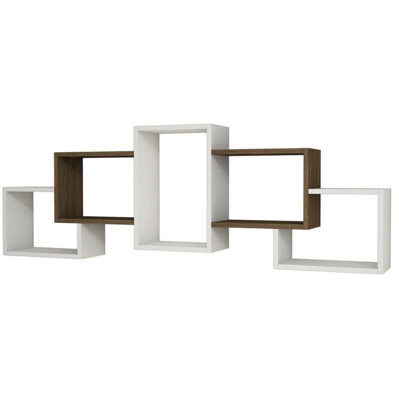 

Home Mania - Homemania Estantería de pared Berril blanco y nogal 164x22x55 cm - Multicolor