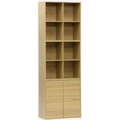 Estante, biblioteca modular con 2 puertas y 8 nichos