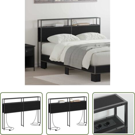 Estante -  Cabecera de almacenamiento con estante Roble negro 140 cm