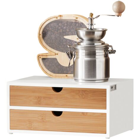 Estante Cafetera, Soporte para Cápsulas de Café o Bolsas de té, con 2 cajones  FRG180-WN SoBuy ES