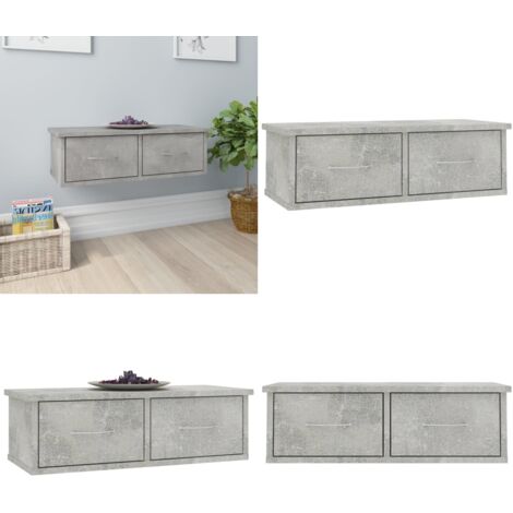 Estante cajones para pared contrachapada hormigón 60x26x18,5cm - Cajones para pared - Estante con cajones