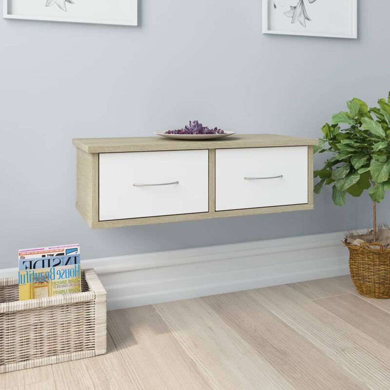 

Estante cajones pared aglomerado blanco y Sonoma 60x26x18,5 cm - Multicolor