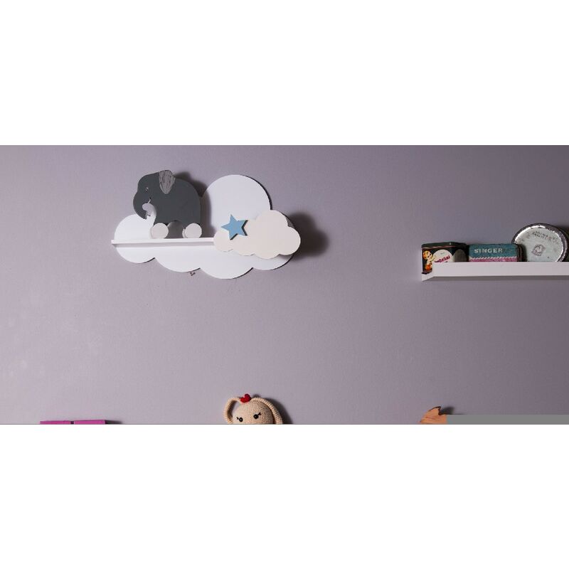 

Estante Cloud - Estante, en forma de nube, para ninos - para pared, dormitorio - Blanco, Azul en MDF, 40 x 10 x 23 cm