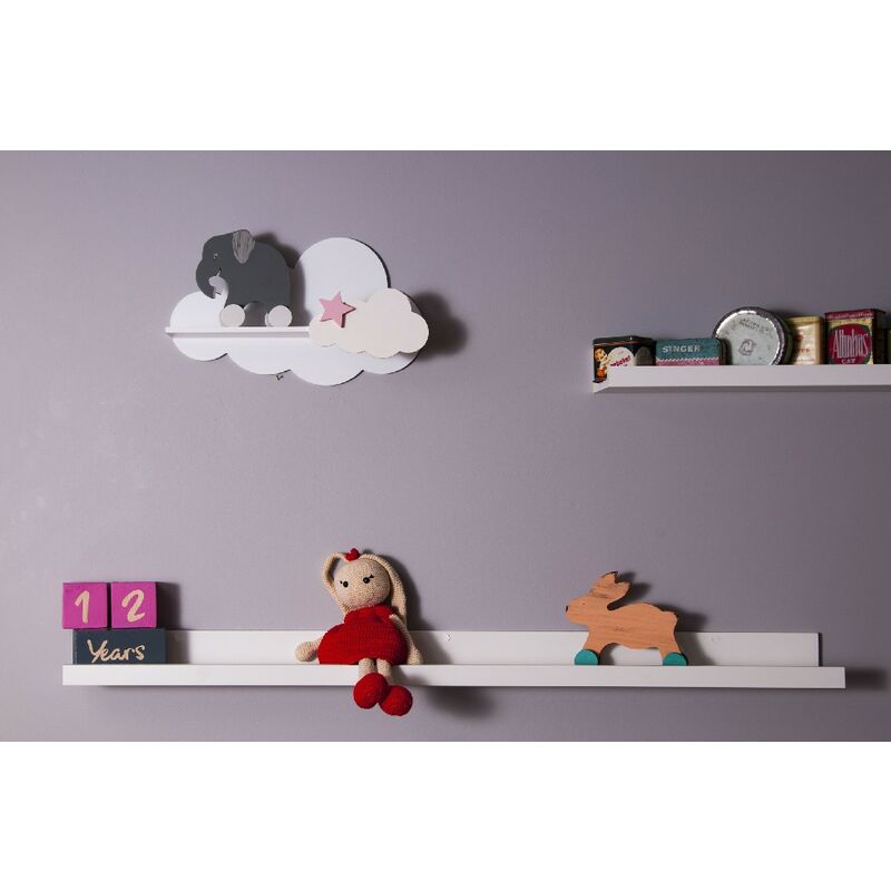 

Estante Cloud - Estante, en forma de nube, para ninos - para pared, dormitorio - Blanco, Rosa en MDF, 40 x 10 x 23 cm