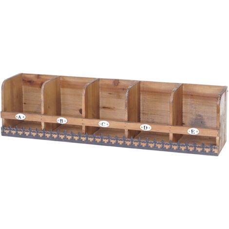 Estante colgante de pared con 5 compartimentos de madera maciza de abeto aspecto vintage desgastado 71x18x16cm 040005171
