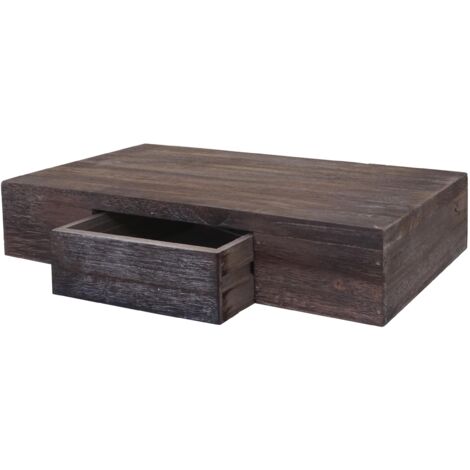 Estante colgante de pared con cajón 40cm vintage marrón envejecido 040005680