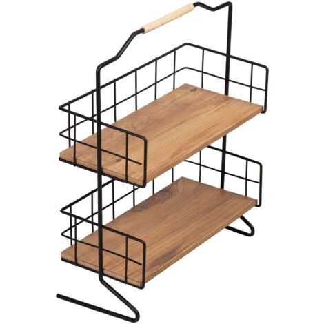 Estante con 2 superficies de almacenamiento para baño imitación madera negra 030007068