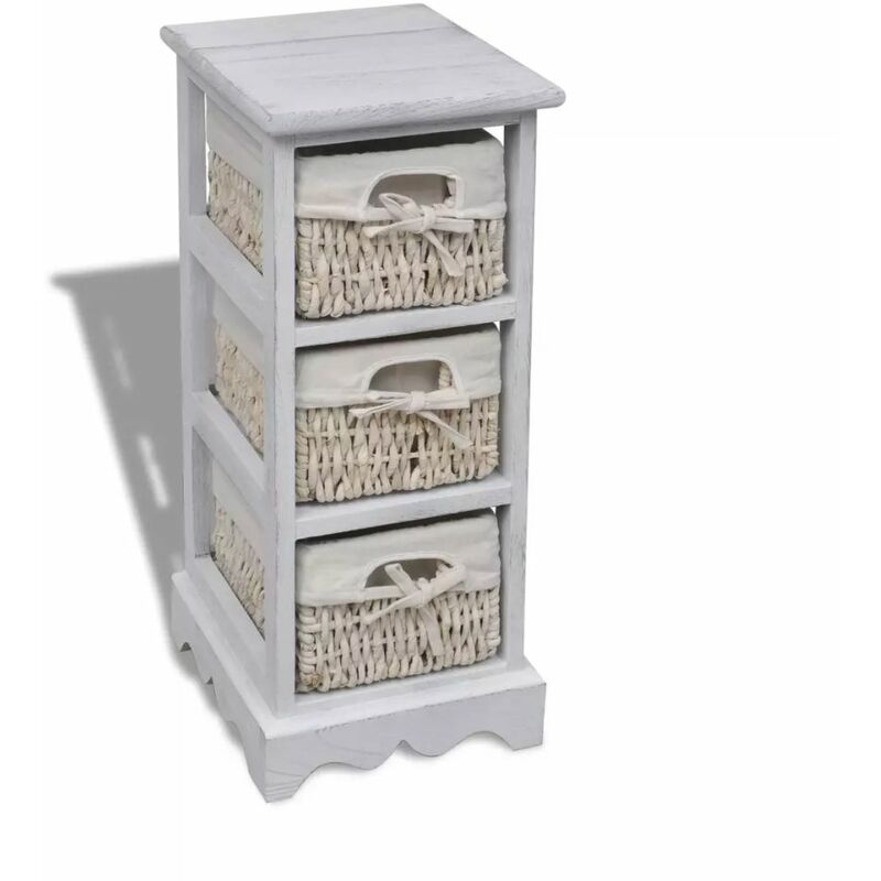 

Estante con 3 cestas tejidas de almacenamiento madera blanca