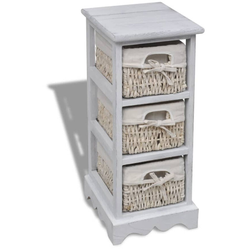 

Estante con 3 cestas tejidas de almacenamiento madera blanca