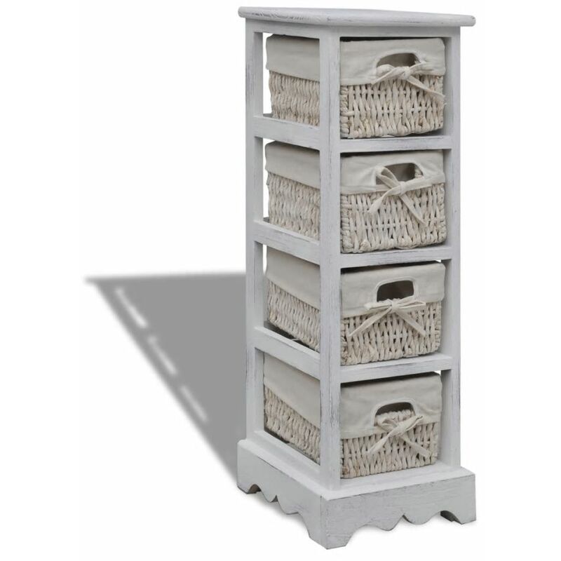 

Estante con 4 cestas tejidas de almacenamiento madera blanca