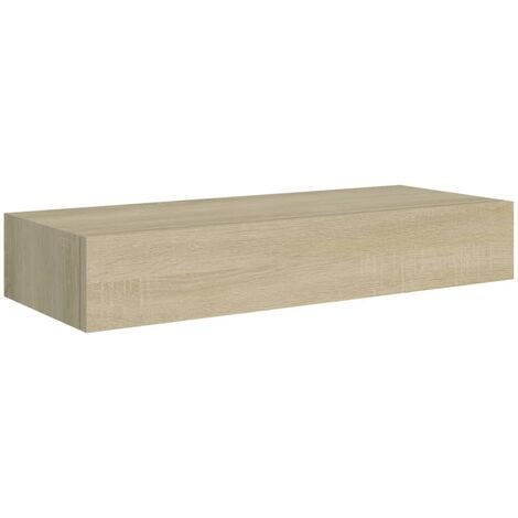 Estante con cajón de pared MDF roble 60x23,5x10 cm vidaXL
