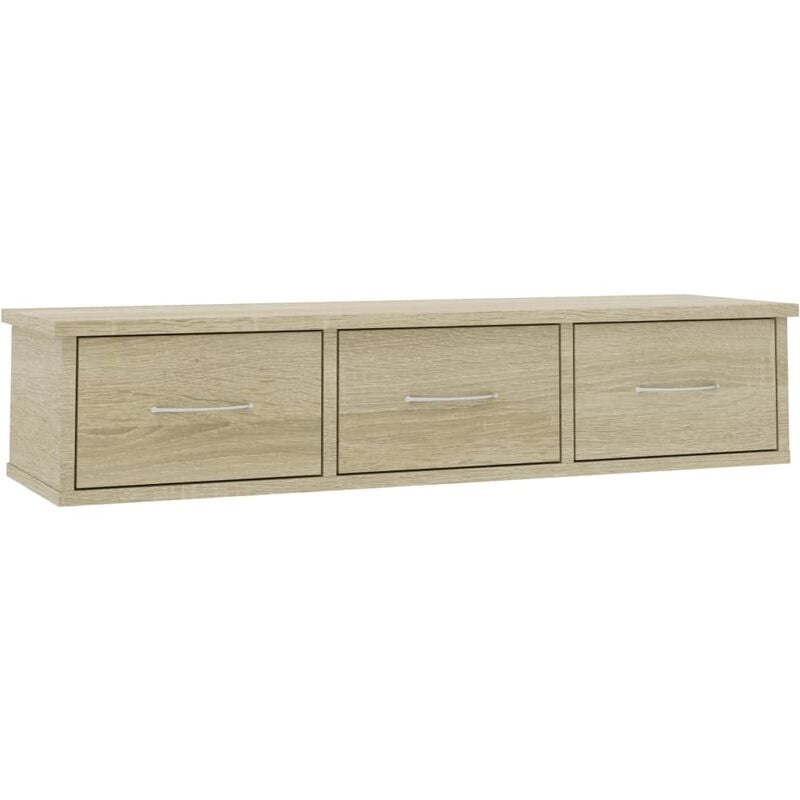 

vidaXL Estante con Cajones de Pared Aglomerado 90x26x18,5 cm Roble Sonoma - Marrón
