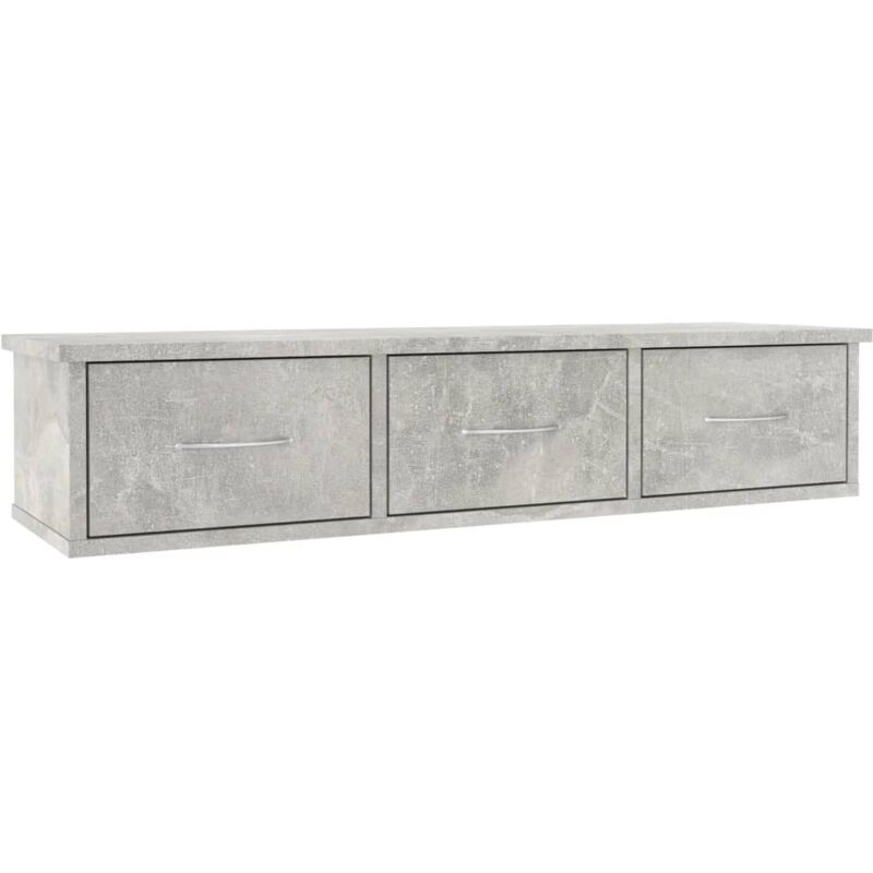 

vidaXL Estante con Cajones de Pared Aglomerado 90x26x18,5 cm Gris Hormigón - Gris