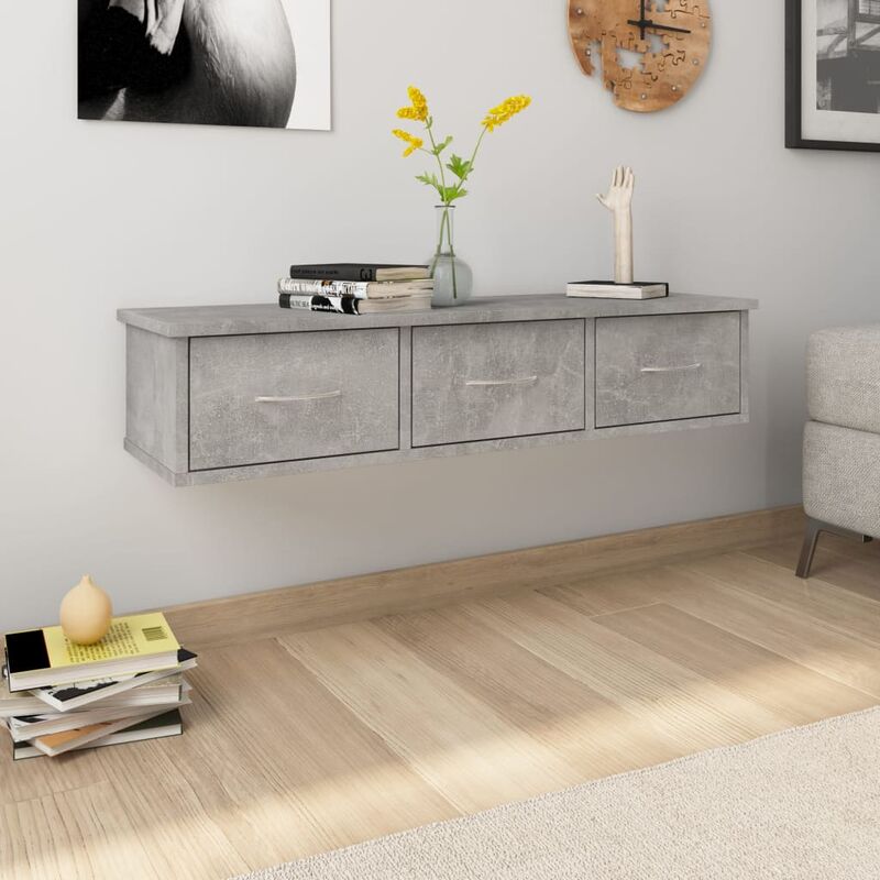

Estante con cajones pared aglomerado gris hormigon 88x26x18,5cm