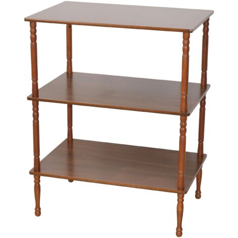 Estante con patas Mueble de almacenaje de 3 niveles en MDF y madera maciza color nogal ETA05043