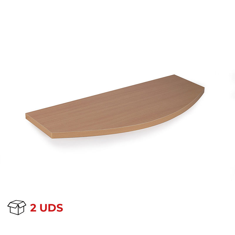 

Caja con 2 estantes con un perfil curvo de madera, de estilo clásico, acabado en haya y 150 mm de profundidad