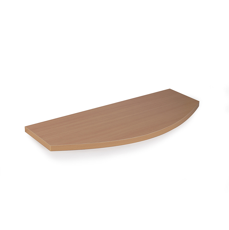 

Estante con un perfil curvo de madera, de estilo clásico, acabado en haya y 350 mm de profundidad